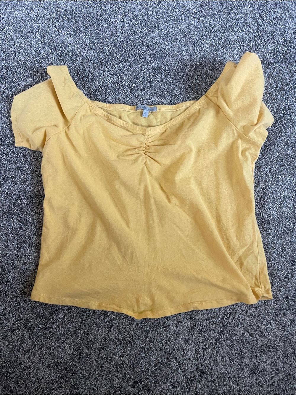 Charlotte Russe Mustard Yellow Scoop Neck Crop Top